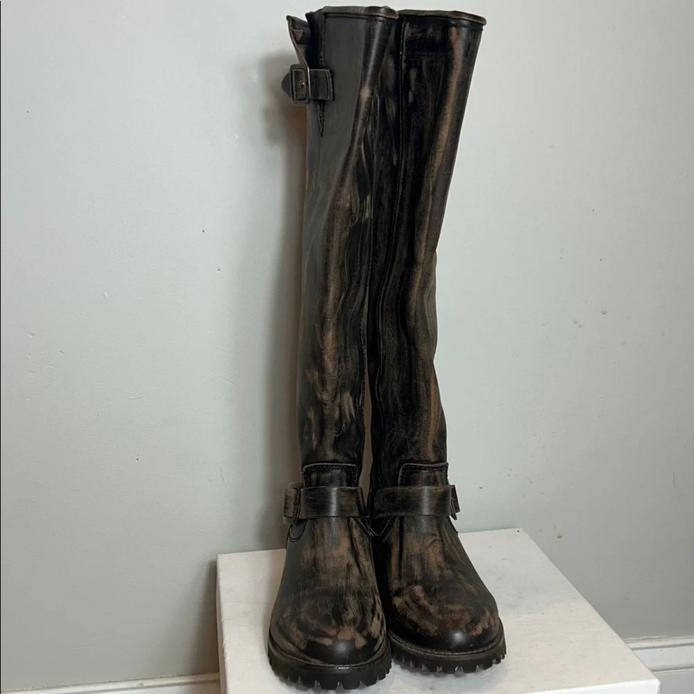 Freebird Distressed Battle Brown Knee-High Boots - Picture 2 of 8